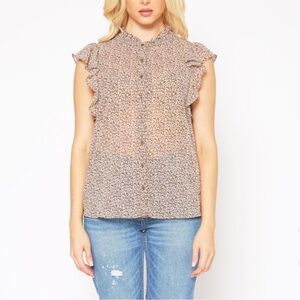 Pleione Blouse Brown Tiny Ditsy NWT